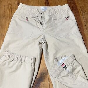 Ann Taylor Loft Beige Cargo Jogger Pants Striped Accents Size 4 120778